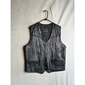 VTG Navarre Leather Company Italian Stone Design Patchwork Leather Vest Mens L
